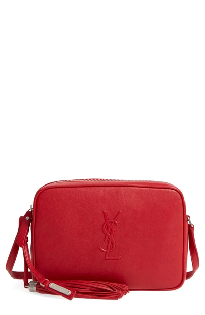 Shop Saint Laurent Small Mono Leather Camera Bag - Red In Rouge Eros