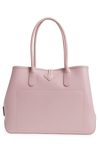 Shop Longchamp Roseau Leather Shoulder Tote - Pink In Blush