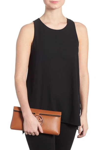 Shop Tory Burch Miller Leather Clutch In New Cuoio