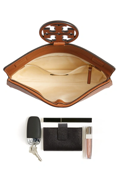Shop Tory Burch Miller Leather Clutch In New Cuoio