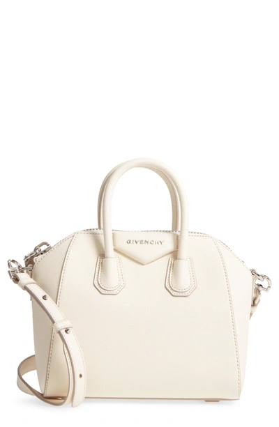 Shop Givenchy 'mini Antigona' Sugar Leather Satchel - Ivory In Off White