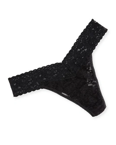 Shop Hanky Panky Stretch Lace Traditional-rise Thong In Black