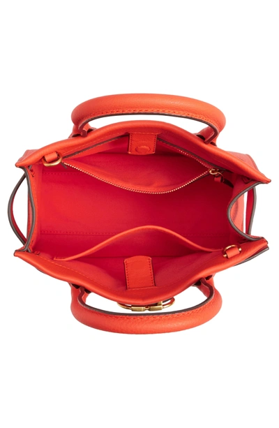 Shop Tory Burch Small Gemini Link Leather Tote - Orange In Spicy Orange