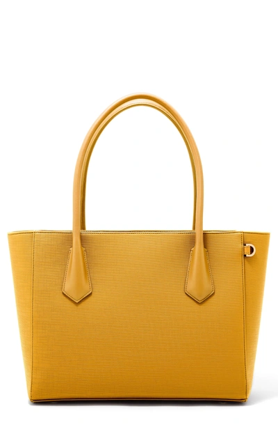Shop Dagne Dover Signature Legend Coated Canvas Tote - Yellow In Sol