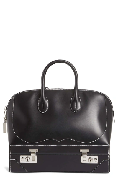 Shop Calvin Klein 205w39nyc Medium Calfskin Satchel - Black