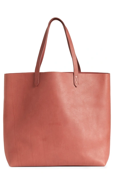 Shop Madewell 'transport' Leather Tote - Burgundy In Antique Rose