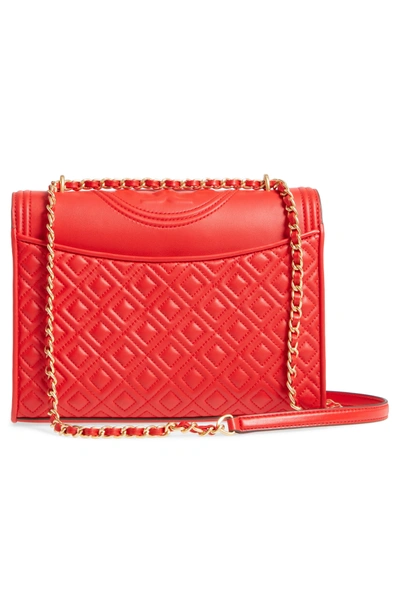 Shop Tory Burch Fleming Leather Convertible Shoulder Bag - Red In Exotic Red