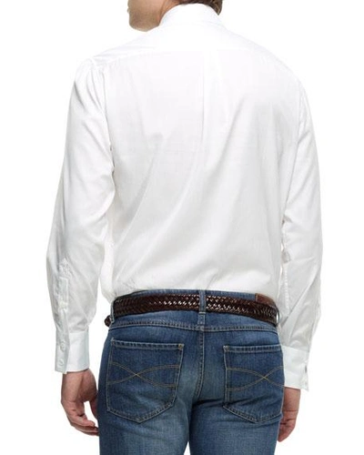 Brunello Cucinelli Men's Basic Fit Solid Sport Shirt With Button-down Collar In White