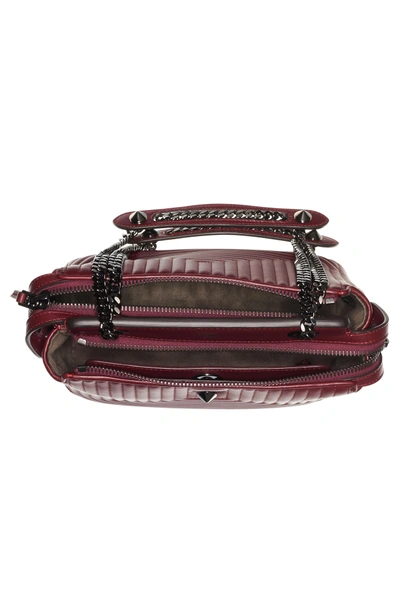 Shop Fendi Dotcom Click Quilted Leather Satchel - Red In Bordeaux Ruthenium