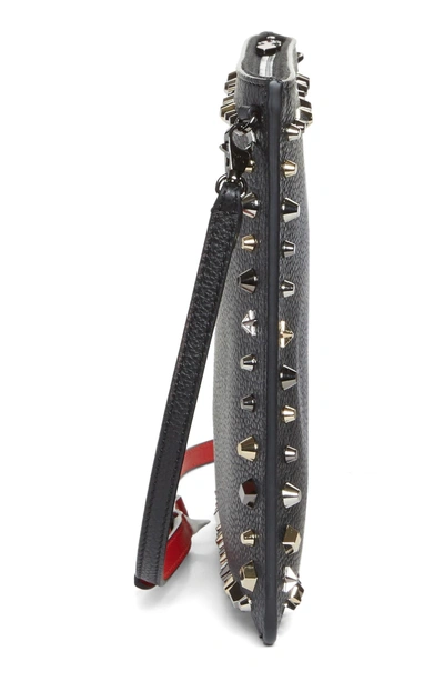 Shop Christian Louboutin Loubiclutch Spiked Leather Clutch In Black/ Multimetal