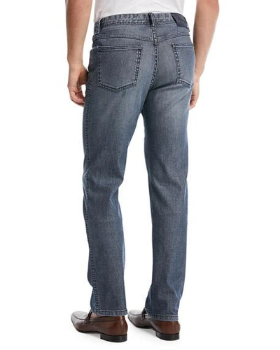 Shop Brioni Dark-wash Stretch-denim Jeans In Navy