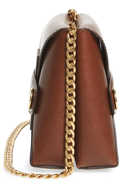 Shop Stella Mccartney Small Faux Leather Crossbody Bag - Brown In Cognac