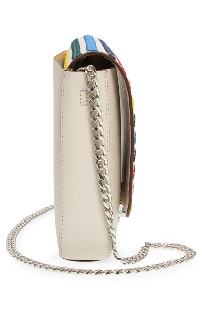 Shop Loeffler Randall Lock Leather Flap Clutch/shoulder Bag - Grey In Stone/ Rainbow