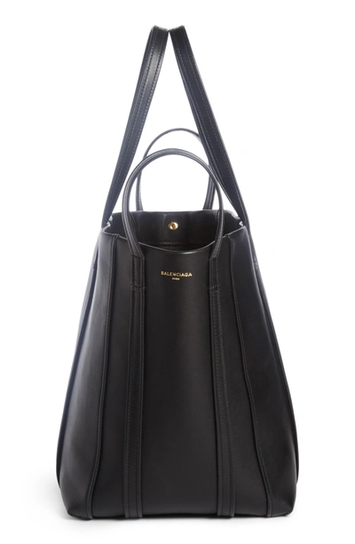 Shop Balenciaga Small Laundry Cabas Calfskin Tote - Black In Noir