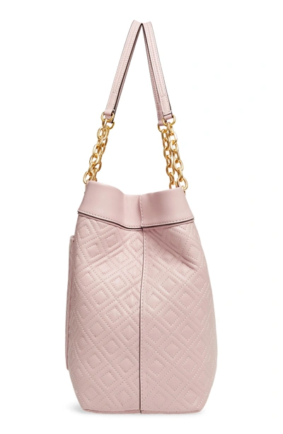 Shop Tory Burch Fleming Triple Compartment Leather Tote - Pink In Shell Pink