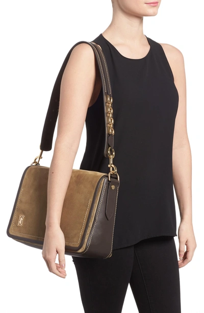 Shop Marc Jacobs The Squeeze Suede Shoulder Bag - Brown In Pyrite