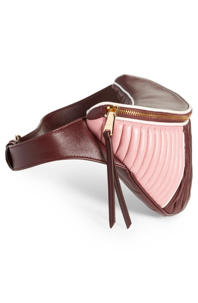 Shop Miu Miu Rider Matelasse Leather Belt Bag - Burgundy In Granato/ Rosa