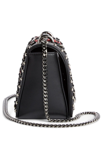 Shop Balmain Baby Box Woven Leather Shoulder Bag - Black In Noir/ Rouge/ Blanc