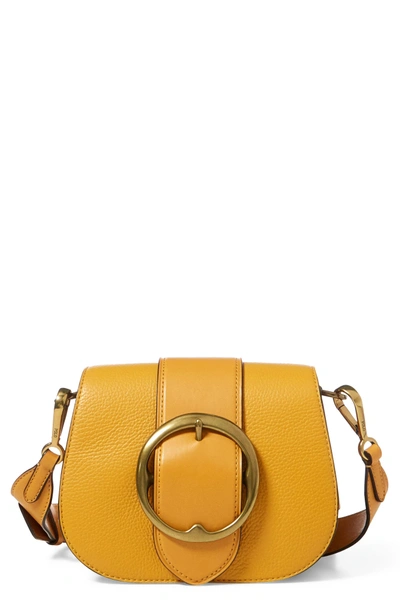 Shop Polo Ralph Lauren Lennox Leather Saddle Bag - Yellow In Ochre