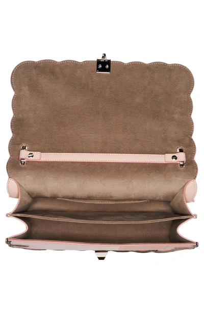 Shop Fendi Kan I Scalloped Stripe Leather Shoulder Bag - Coral In Plaster Pink