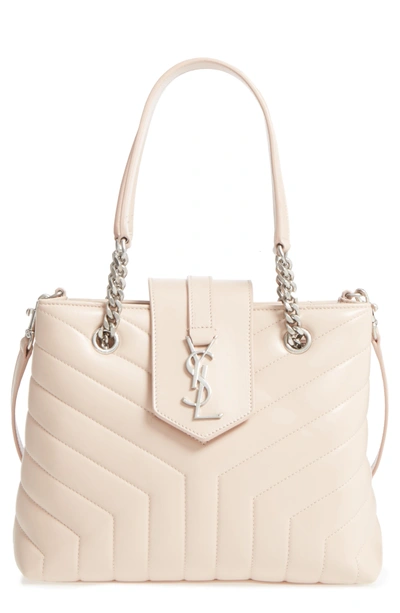 Shop Saint Laurent Small Loulou Matelasse Leather Shopper - Pink In Marble Pink