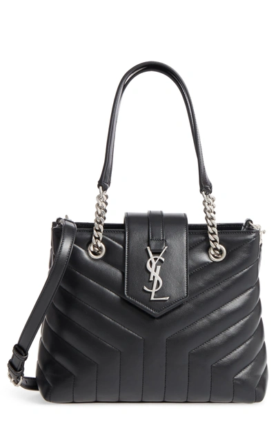 Shop Saint Laurent Small Loulou Matelasse Leather Shopper - Black In Noir