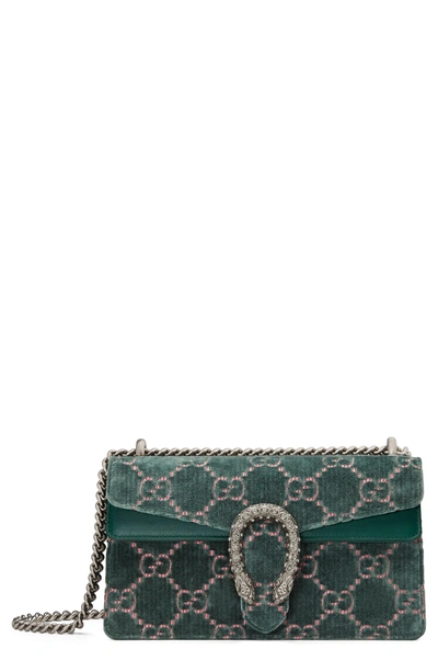 Shop Gucci Small Dionysus Gg Velvet Shoulder Bag - Blue/green In Avio/ Light Green