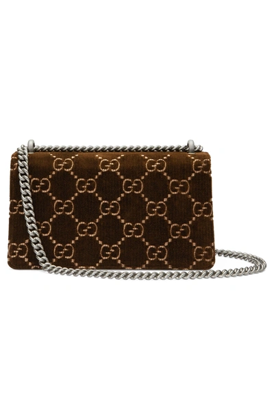 Shop Gucci Small Dionysus Gg Velvet Shoulder Bag - Brown