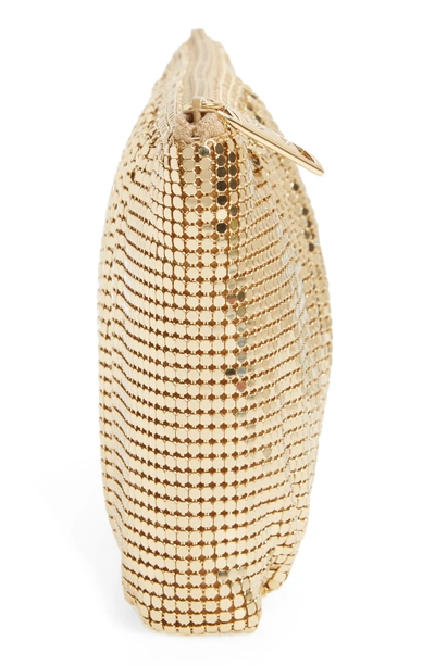 Shop Whiting & Davis Shirred Mesh Pouch Clutch - Metallic In Gold