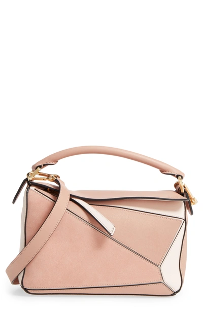 Shop Loewe Puzzle Small Bicolor Leather Bag - Coral In Blush Multitone