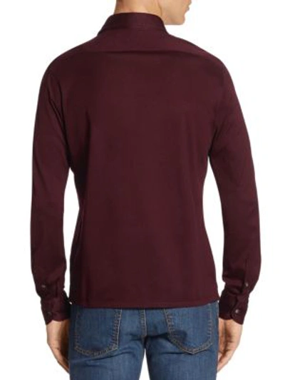 Shop Luciano Barbera Long Sleeve Cotton Button Down Shirt In Dark Red