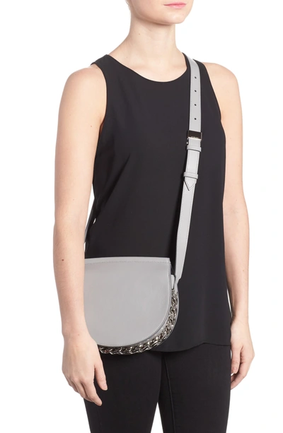 Shop Givenchy Mini Infinity Calfskin Leather Saddle Bag - Grey In Pearl Grey