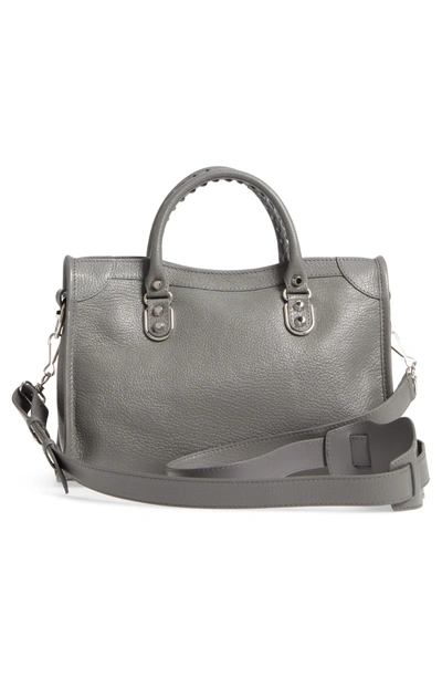 Shop Balenciaga Small Classic Metallic Edge City Leather Tote - Grey In Gris Acier