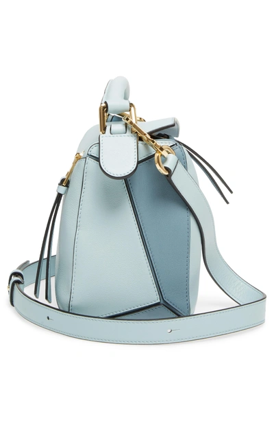 Shop Loewe Small Puzzle Tricolor Leather Bag - Blue In Aqua/ Light Blue/ Stone Blue