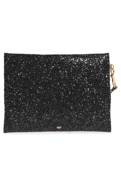 Shop Anya Hindmarch Eyes Circulus Glitter Pouch - Black