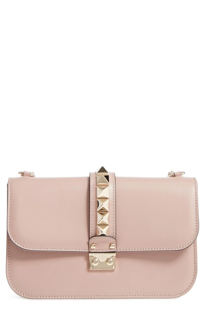 Shop Valentino 'medium Lock' Shoulder Bag - Beige In Poudre