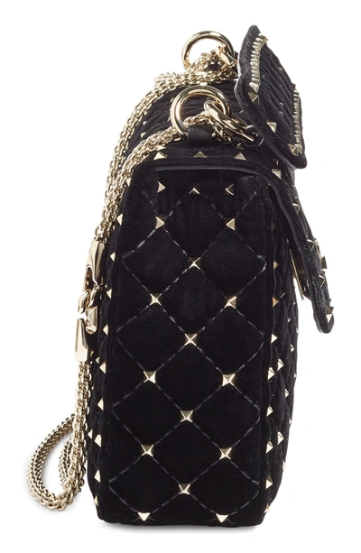 Shop Valentino Rockstud Spike Velvet Shoulder Bag - Black In Nero