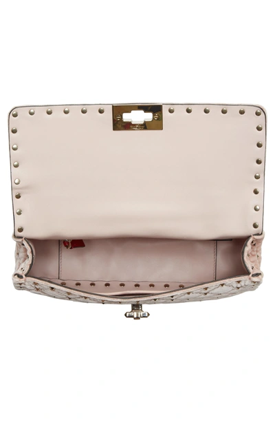 Shop Valentino Rockstud Spike Velvet Shoulder Bag - Pink