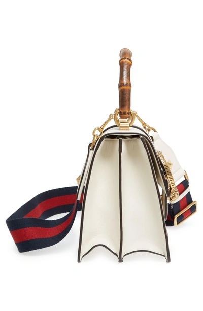 Shop Gucci Small Top Handle Leather Shoulder Bag In Mystic White/ Blue/ Red