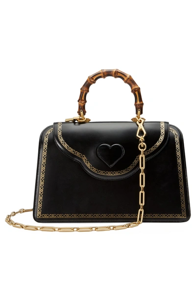 Shop Gucci Thiara Medium Leather Top Handle Bag - Black In Nero
