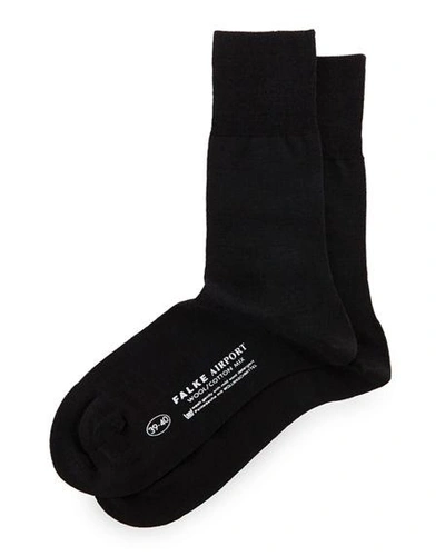 Shop Falke Airport Wool-blend Socks In Black