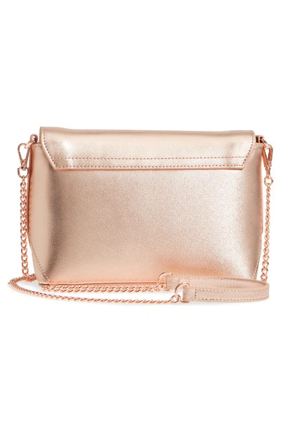 Shop Ted Baker Bow Embossed Leather Crossbody Bag - Pink In Rose Gold