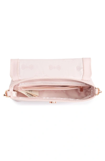 Shop Ted Baker Bow Embossed Leather Crossbody Bag - Pink In Light Pink