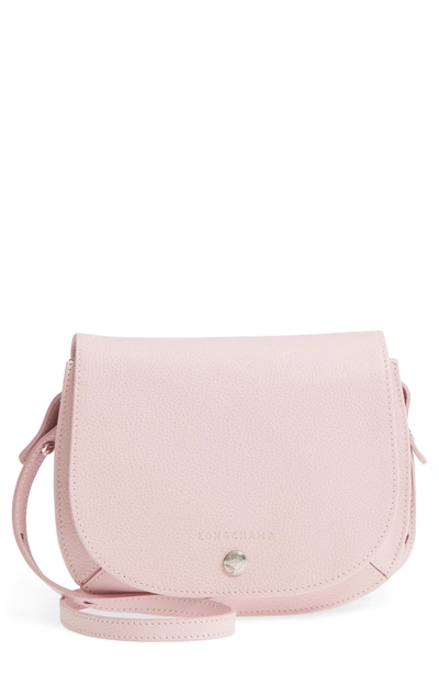 Shop Longchamp Small Le Foulonne Leather Crossbody Bag - Pink In Powder