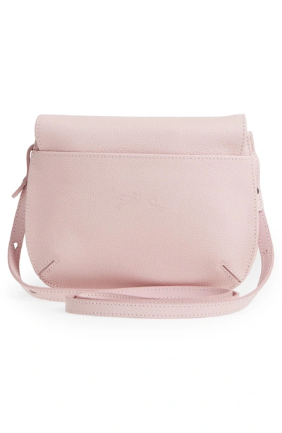 Shop Longchamp Small Le Foulonne Leather Crossbody Bag - Pink In Powder