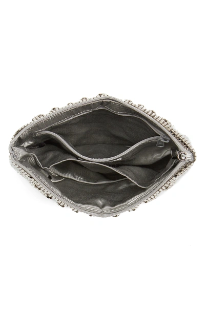 Shop Whiting & Davis Shirred Mesh Pouch Clutch - Grey In Pewter