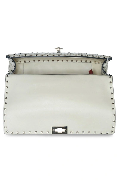 Shop Valentino Rockstud Quilted Leather Shoulder Bag - White In Ivory