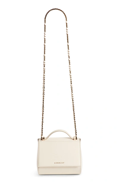 Shop Givenchy 'mini Pandora Box - Palma' Leather Shoulder Bag - Ivory In Off White