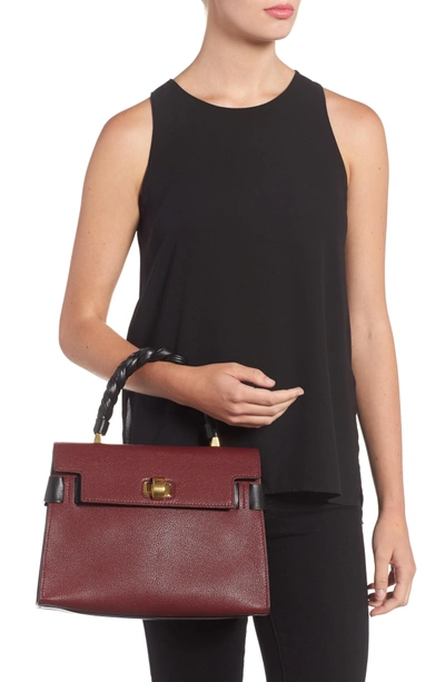 Shop Miu Miu Madras Click Goatskin Leather Satchel In Burgundy