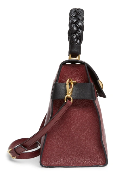 Shop Miu Miu Madras Click Goatskin Leather Satchel In Burgundy